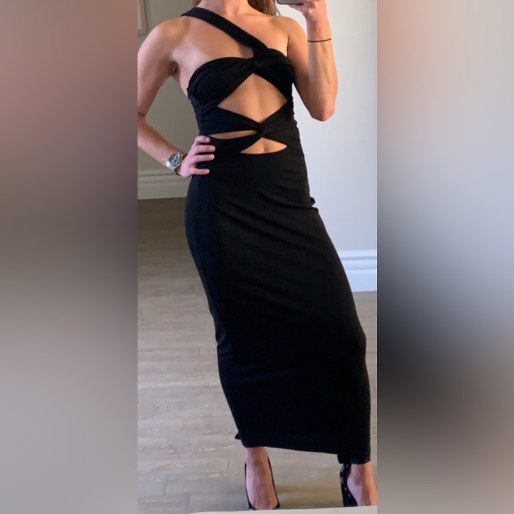 RONNY KOBO Elegant Black Cut-Out Dress XS
